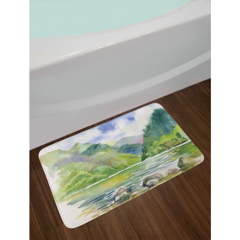 Summer River with Trees Bath Mat