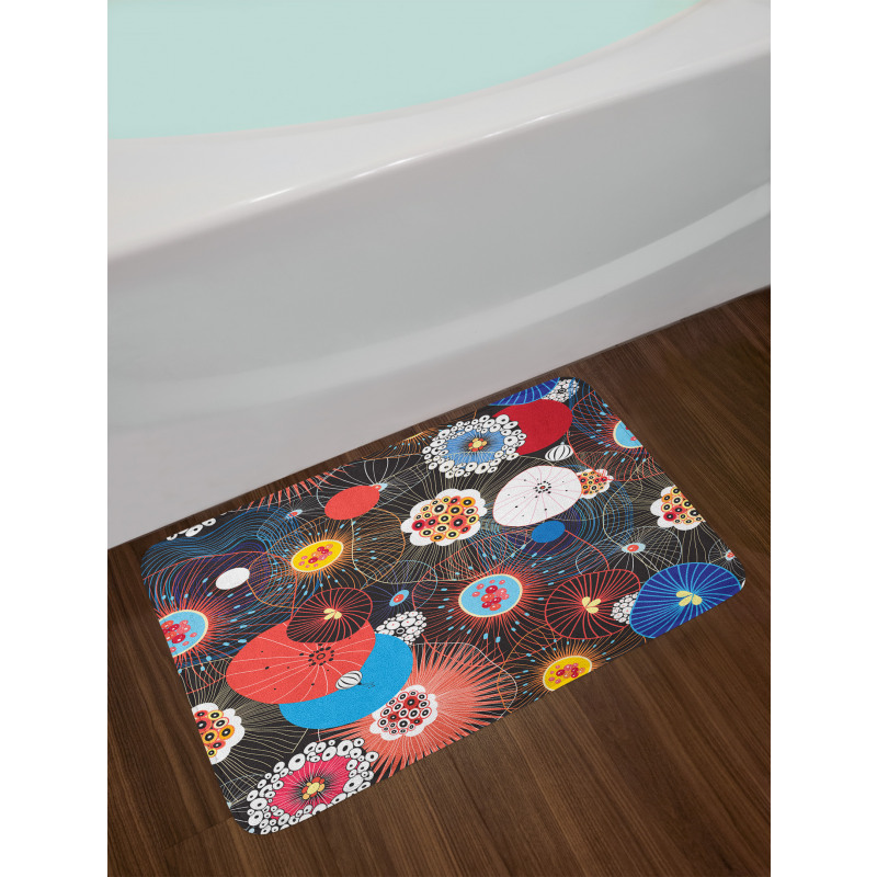 Psychedelic Floral Pattern Bath Mat