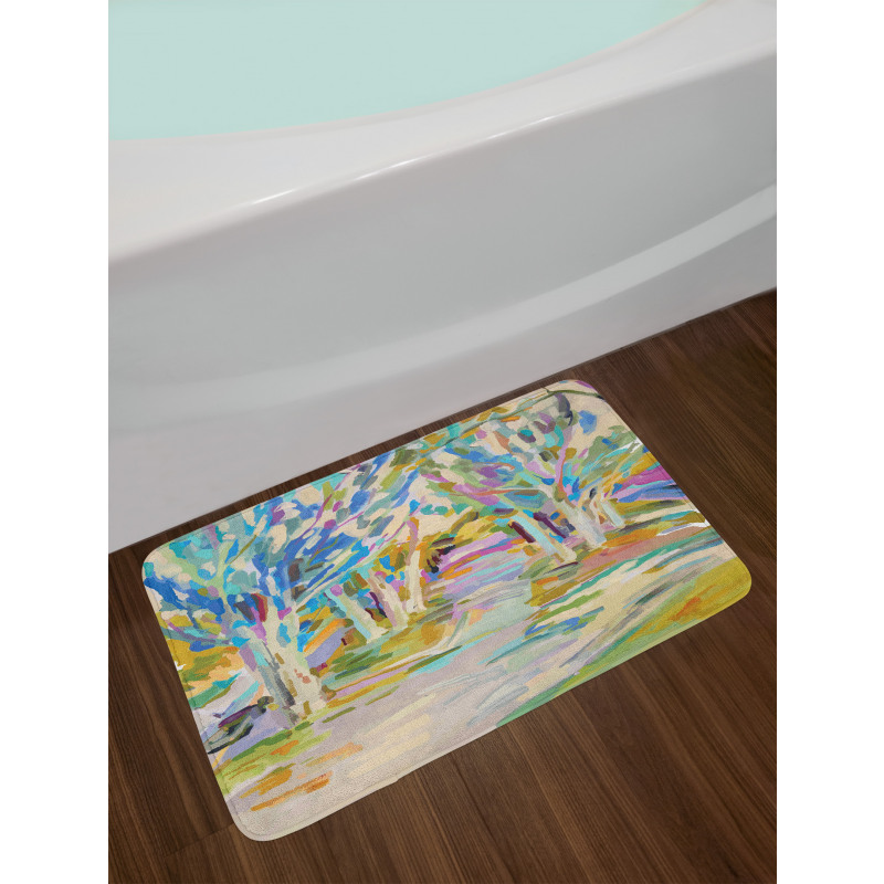 Leafless Trees Pastel Tone Bath Mat