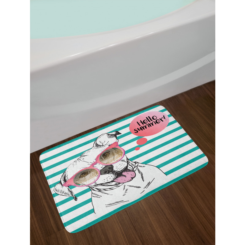 English Pitbull Sunglassess Bath Mat