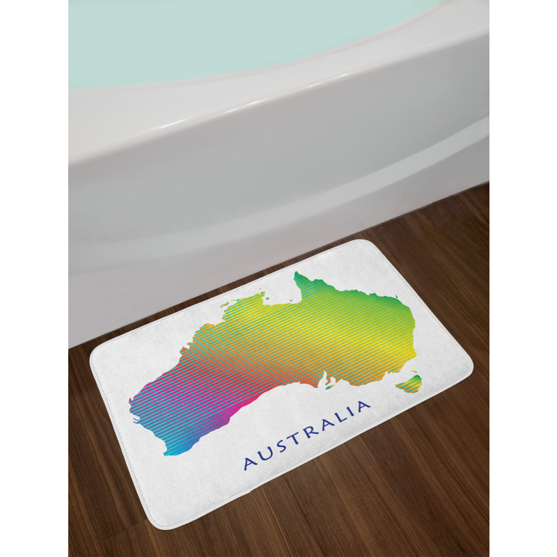 Rainbow Stripe Map Bath Mat