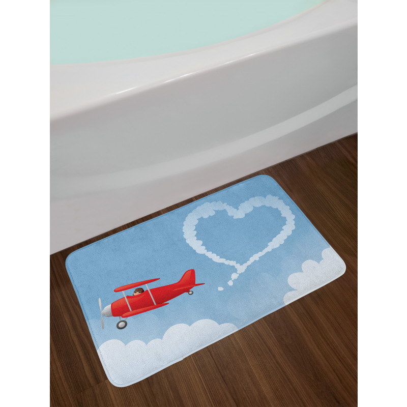 Heart Shape with Plain Trail Bath Mat