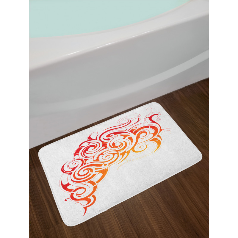 Orange Tones Abstract Curls Bath Mat