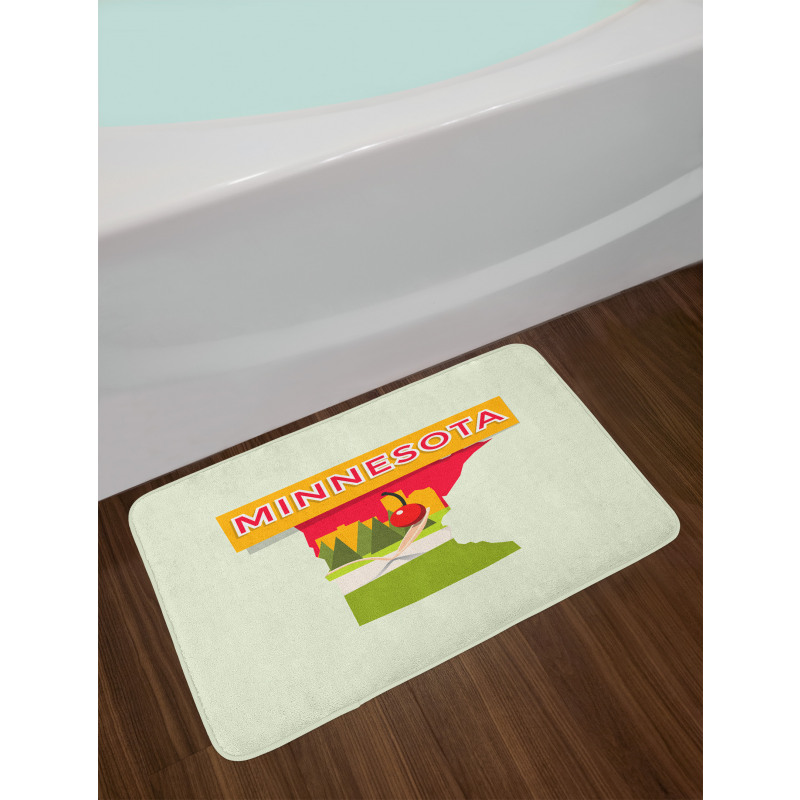 Colorful Doodle State Map Bath Mat