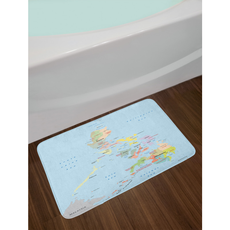 Map Cities with Seas Bath Mat