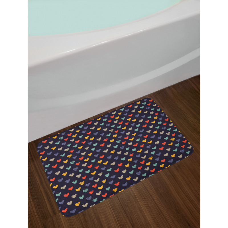 Sketchy Doodle Hearts Bath Mat