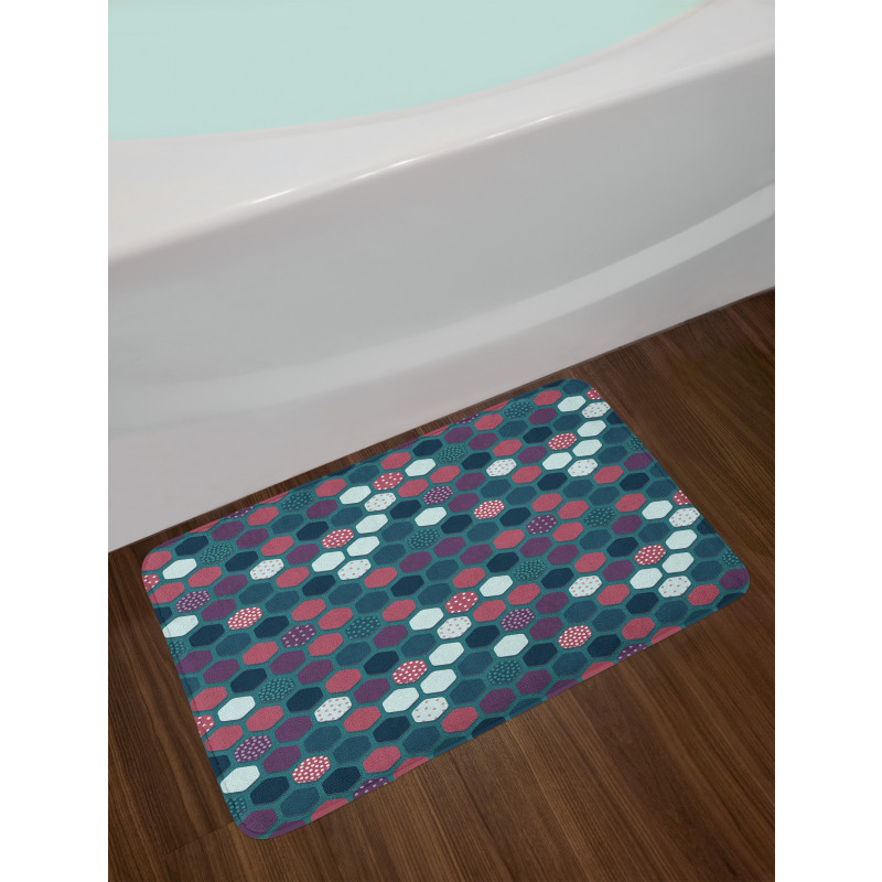 Vibrant Hexagon Shapes Bath Mat