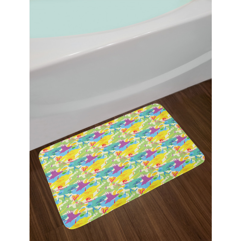 Trippy Paintbrush Pattern Bath Mat