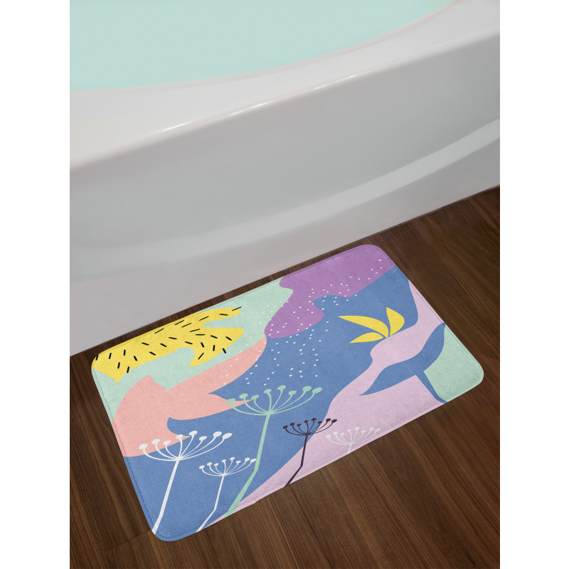 Modern Abstract Floral Art Bath Mat