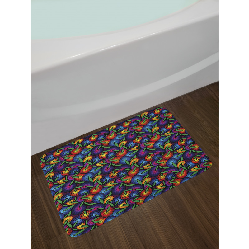 Colorful Spiral Blossoms Bath Mat