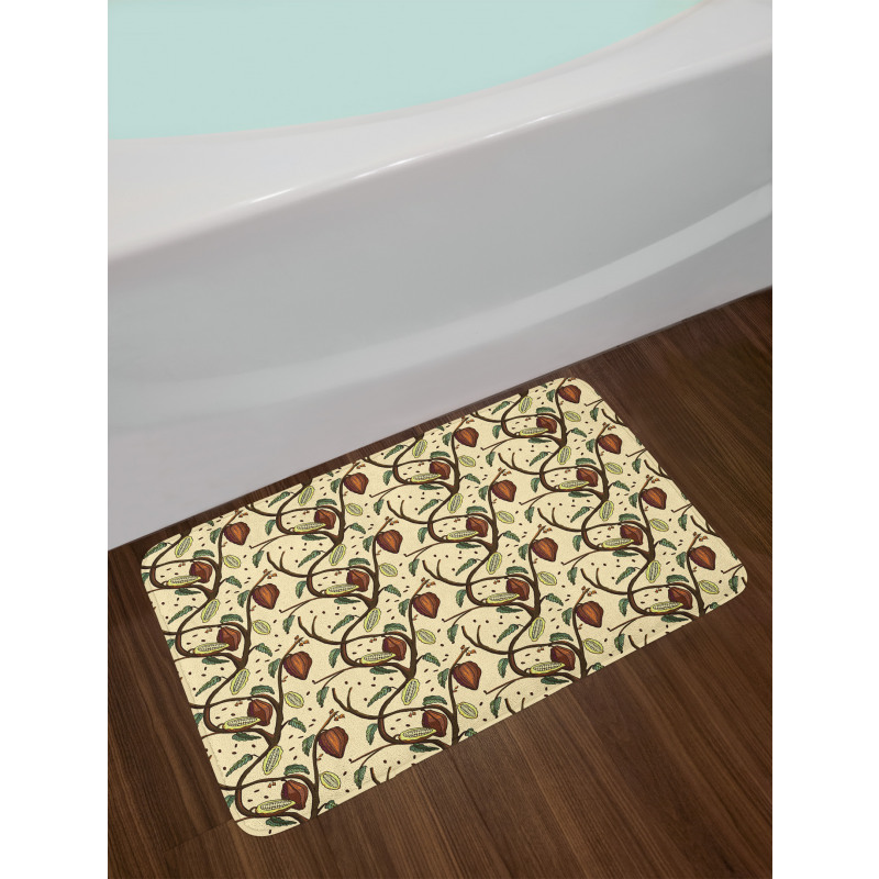 Fruits on Leafy Tree Branches Bath Mat