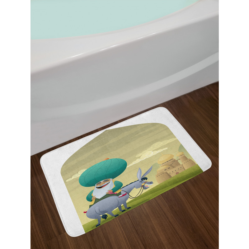 Cartoon of Nasreddin Hodja Bath Mat