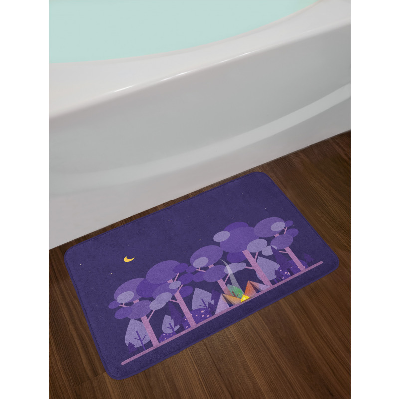 Night at Campsite Scene Bath Mat