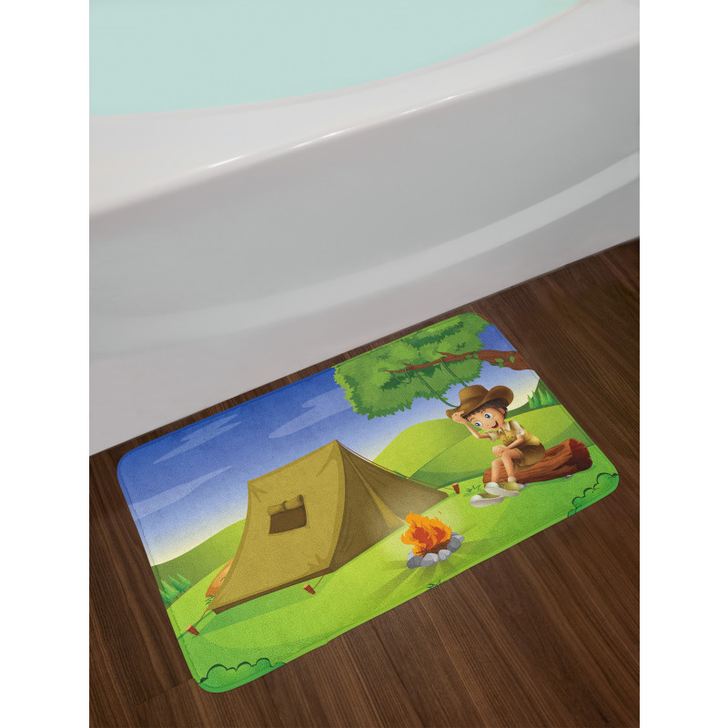 Kid Sitting on a Trunk Bath Mat