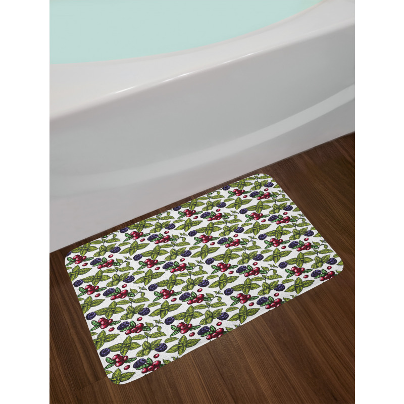 Berry Mint Leaf Herbs Bath Mat