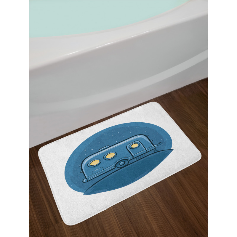 Cartoon Trailer at Night Stars Bath Mat