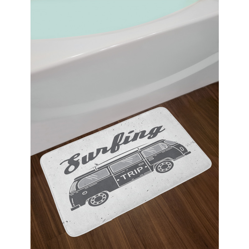 Vintage Van and Surfing Words Bath Mat