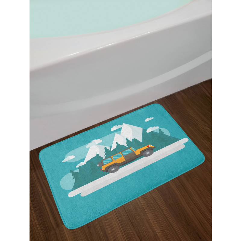 Journey in Snowy Winter Season Bath Mat