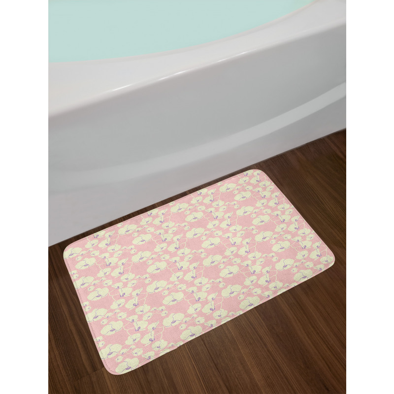 Blooming Nature on Pale Pink Bath Mat