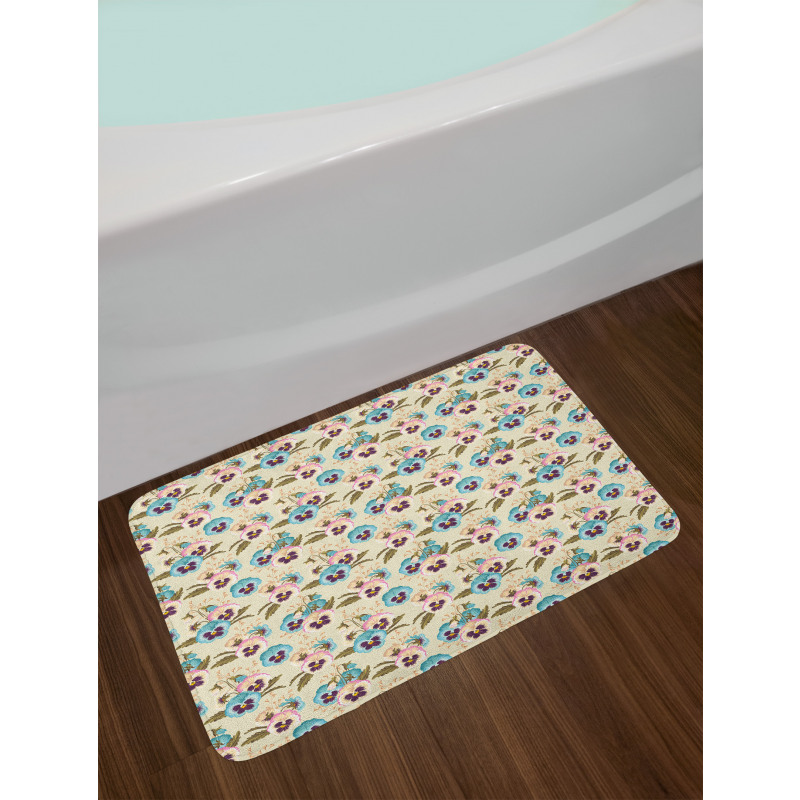 Pansy Buds Blossoms Bath Mat