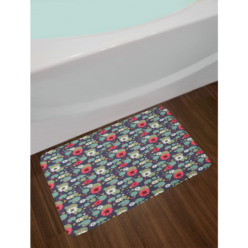 Water Lilies Lotus on a Pond Bath Mat