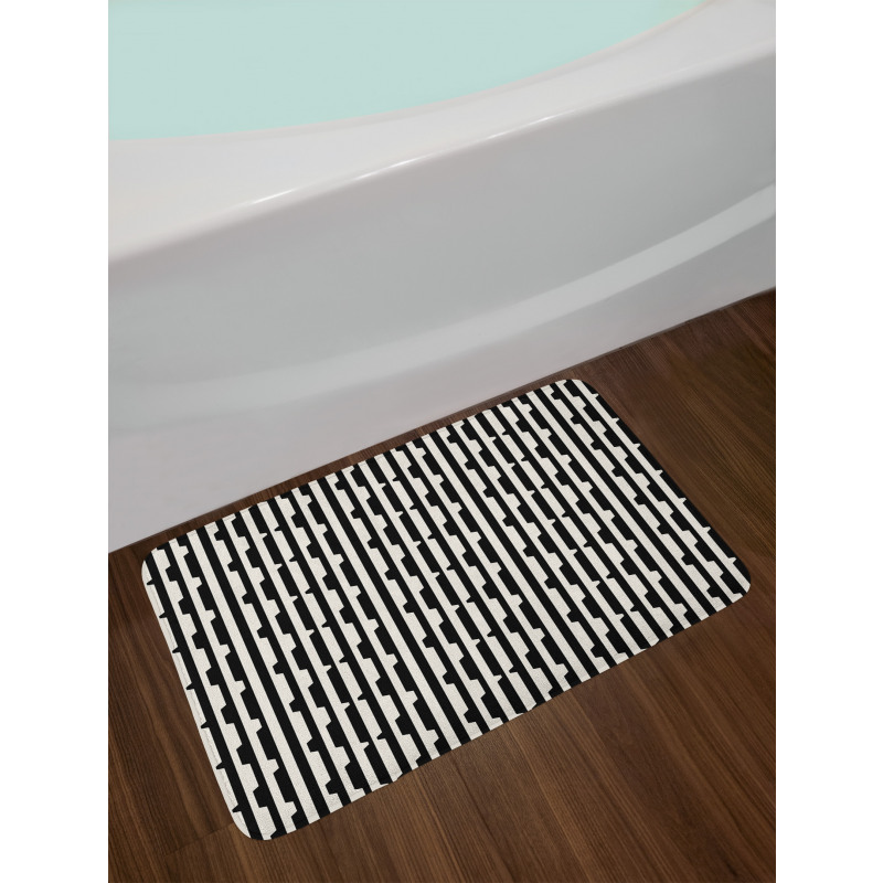 Retro Lines and Triangles Bath Mat