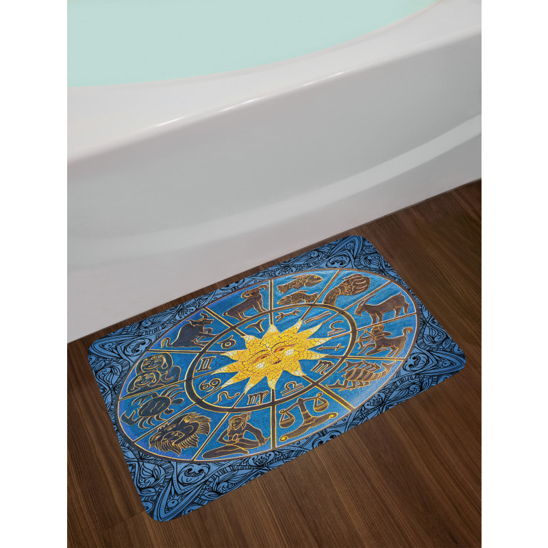 Zodiac Signs Circle Sun Bath Mat