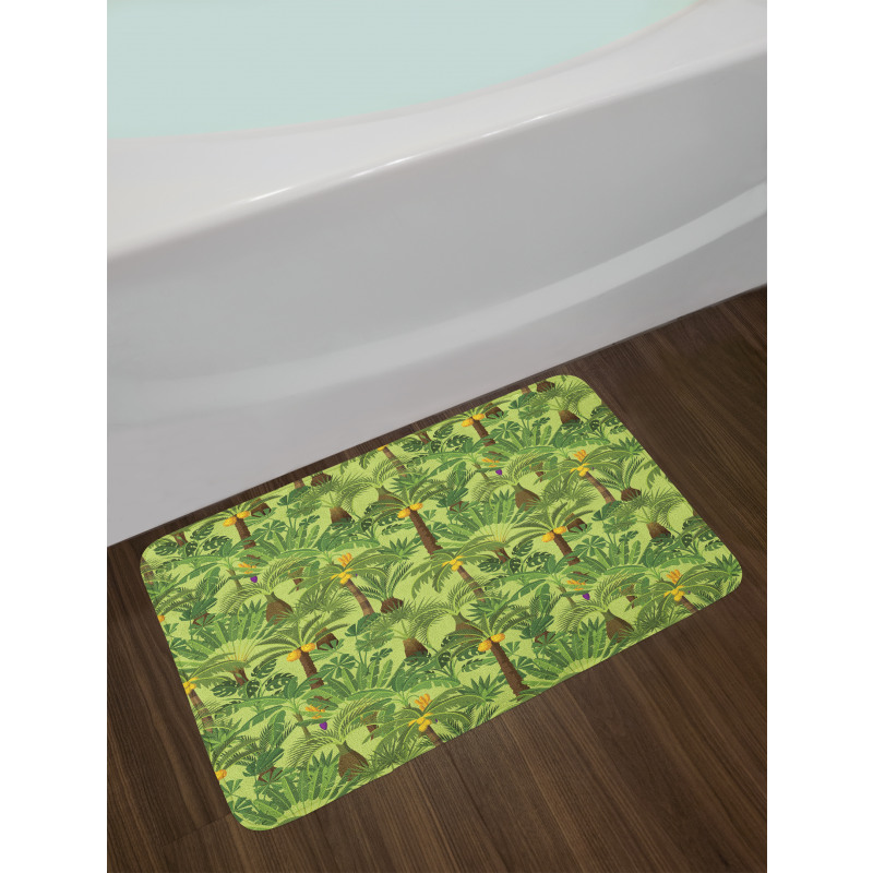 Tropic Forest Foliage Leaves Bath Mat