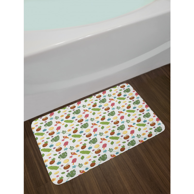 Ice Cream and Exotic Leaves Bath Mat