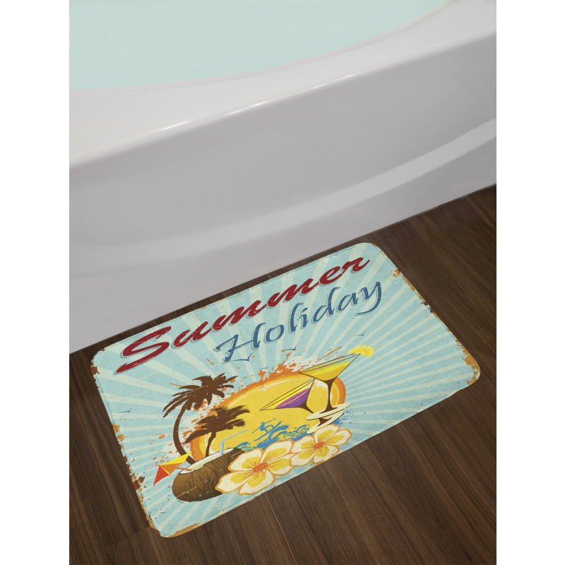 Summer Holiday Calligraphy Bath Mat