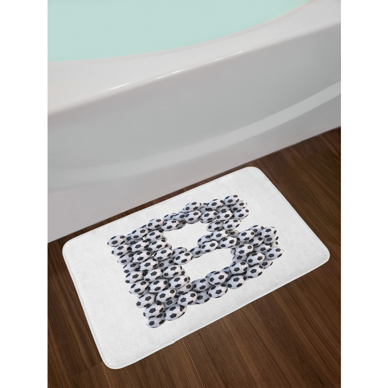 Monochrome Footballs Bath Mat