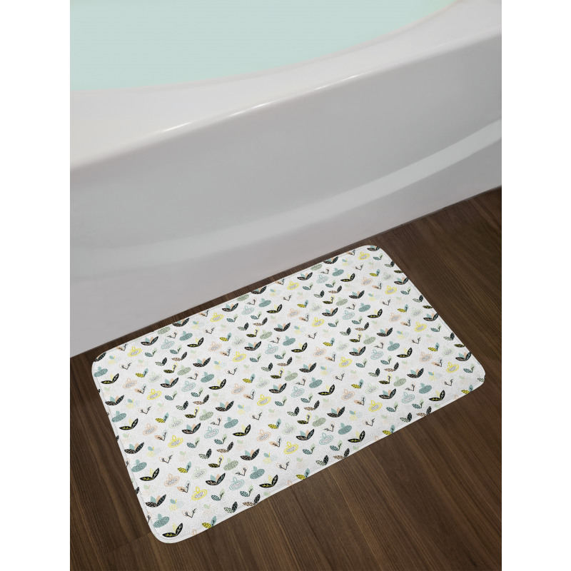 Colorful Plants and Leaves Bath Mat