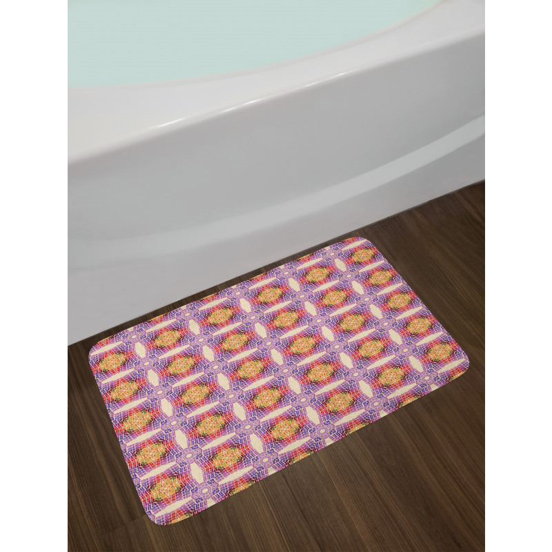 Psychedelic Colorful Grid Bath Mat