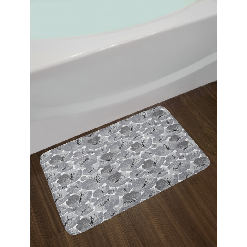 Vintage Grey Poppy Flowers Bath Mat