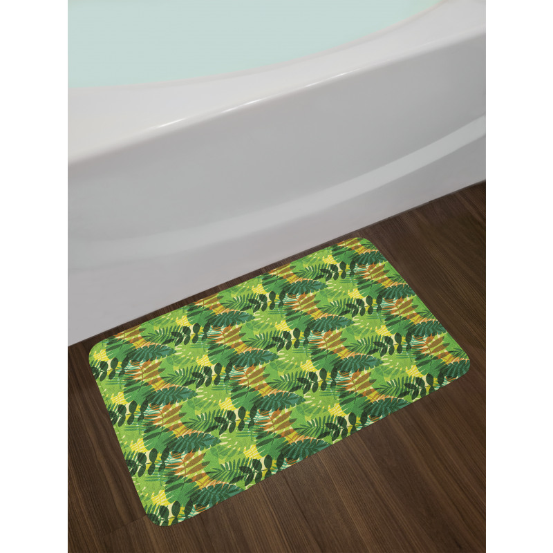 Exotic Palm Leaves Foliage Bath Mat