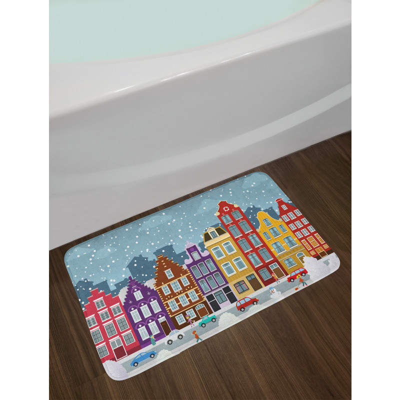 Dutch Town in the Winter Bath Mat