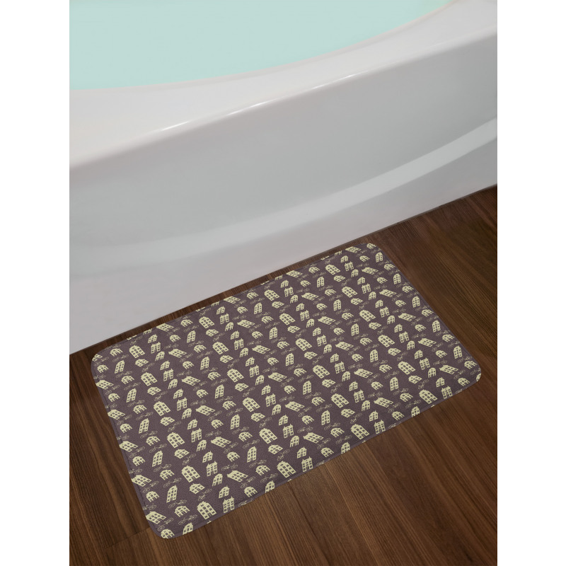 Retro Houses and Bicycles Bath Mat