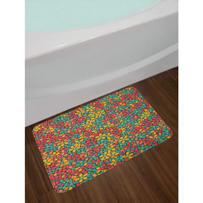 Retro Colored Doodle Bath Mat