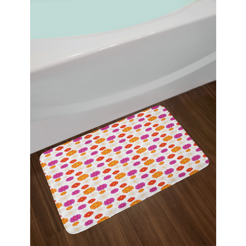 Vibrant Color Blossoms Bath Mat