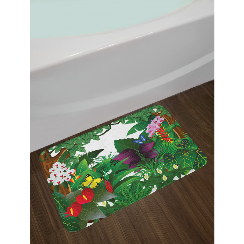 Blooming Flowers Butterflies Bath Mat