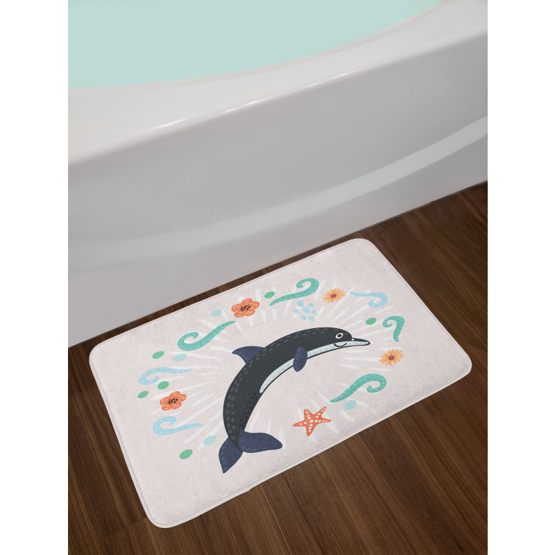 Nautical Ocean Animal Line Bath Mat