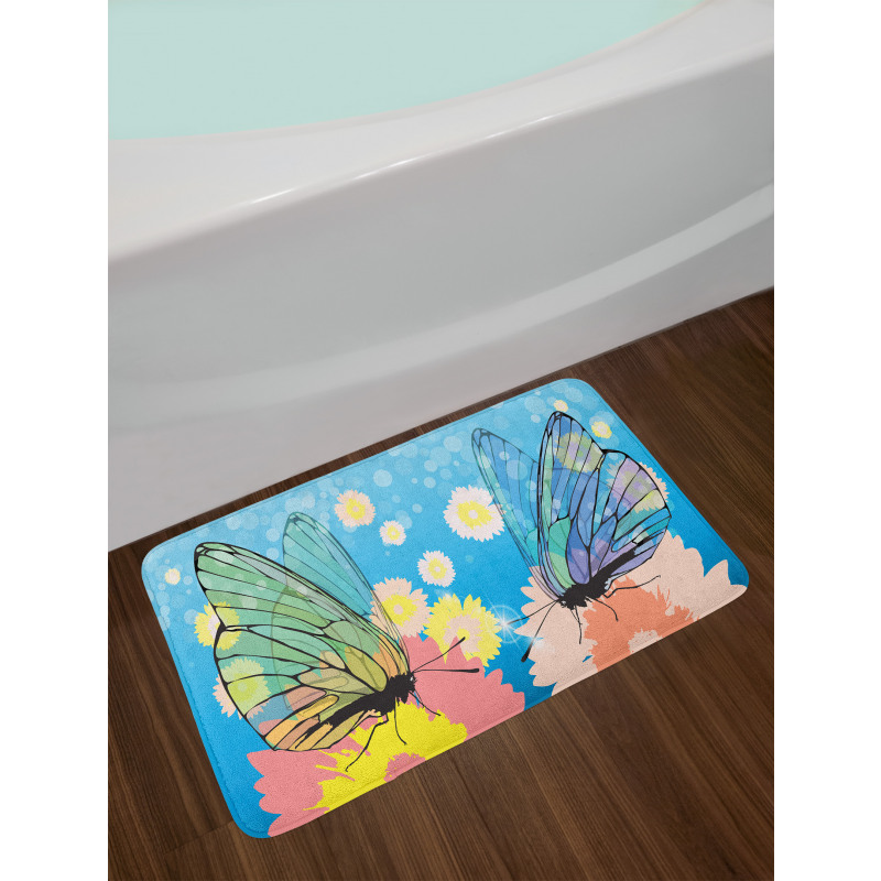 Butterflies on Flowers Bath Mat