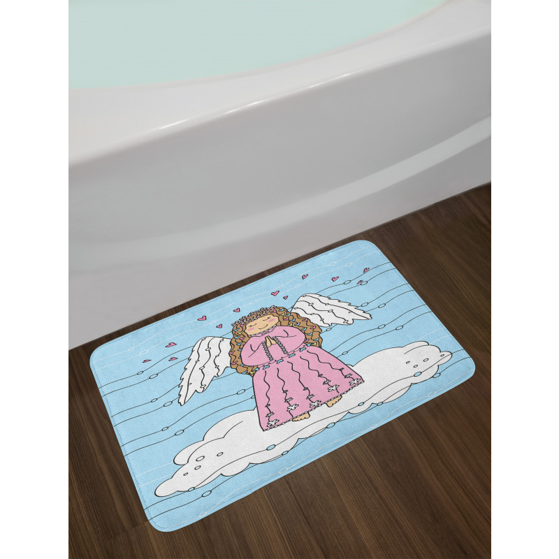 Doodle Girl on Cloud Bath Mat