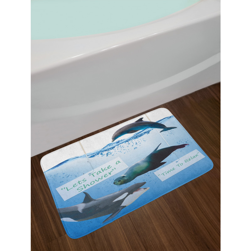 Whale Dolphin and Seal Sea Bath Mat