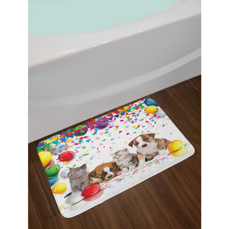 Cat and Dog Party Bath Mat