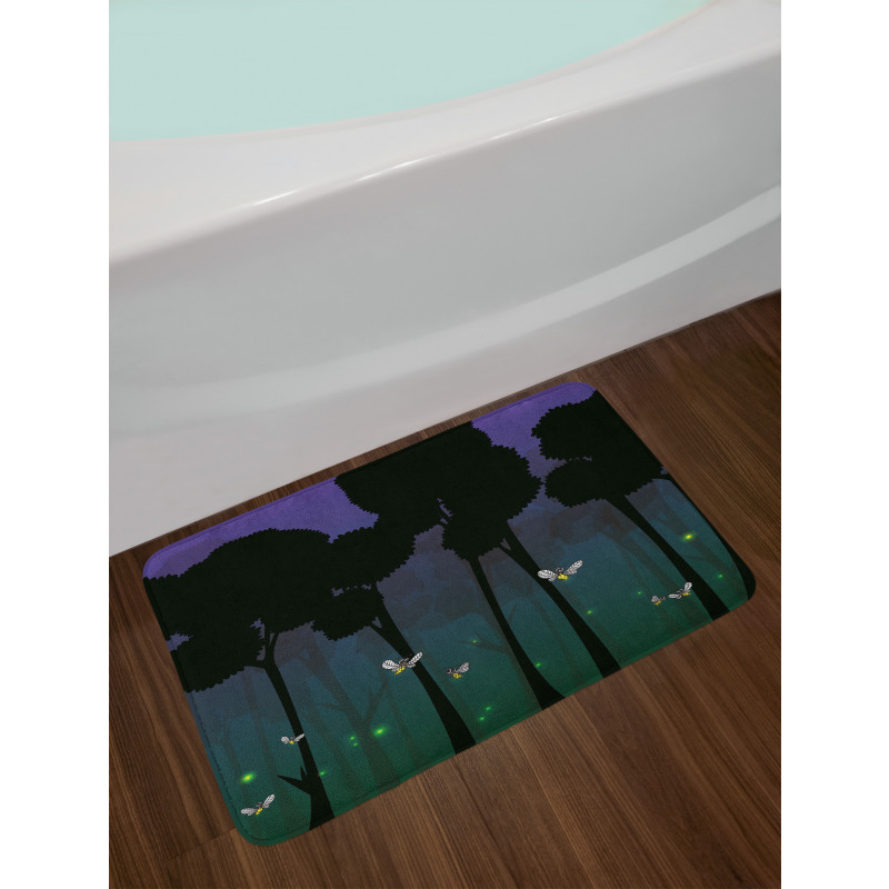 Woodland Night Cartoon Kids Bath Mat