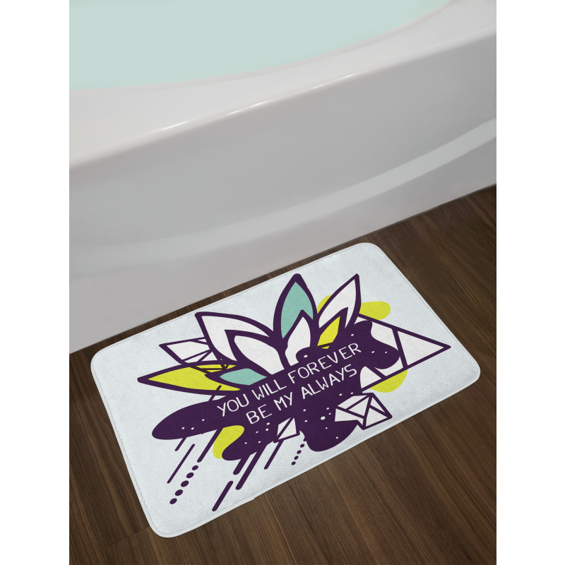 Flower and Love Message Art Bath Mat