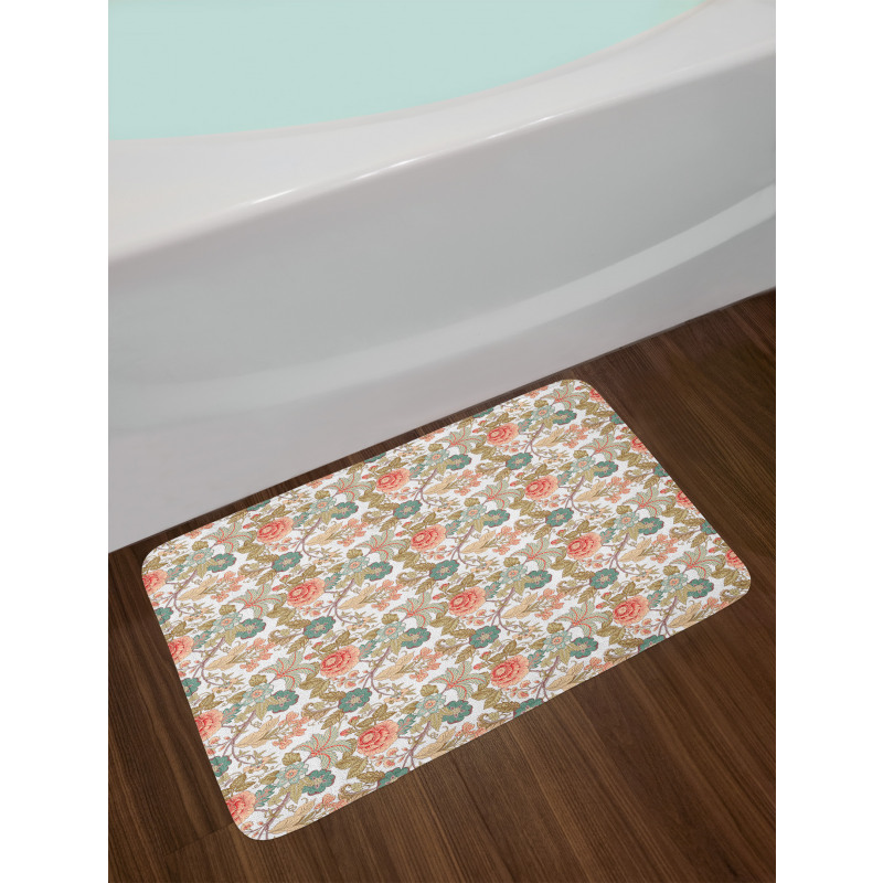 Pastel Vintage Flora Petals Bath Mat