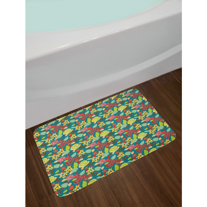 Vibrant Colored Flowers Bath Mat