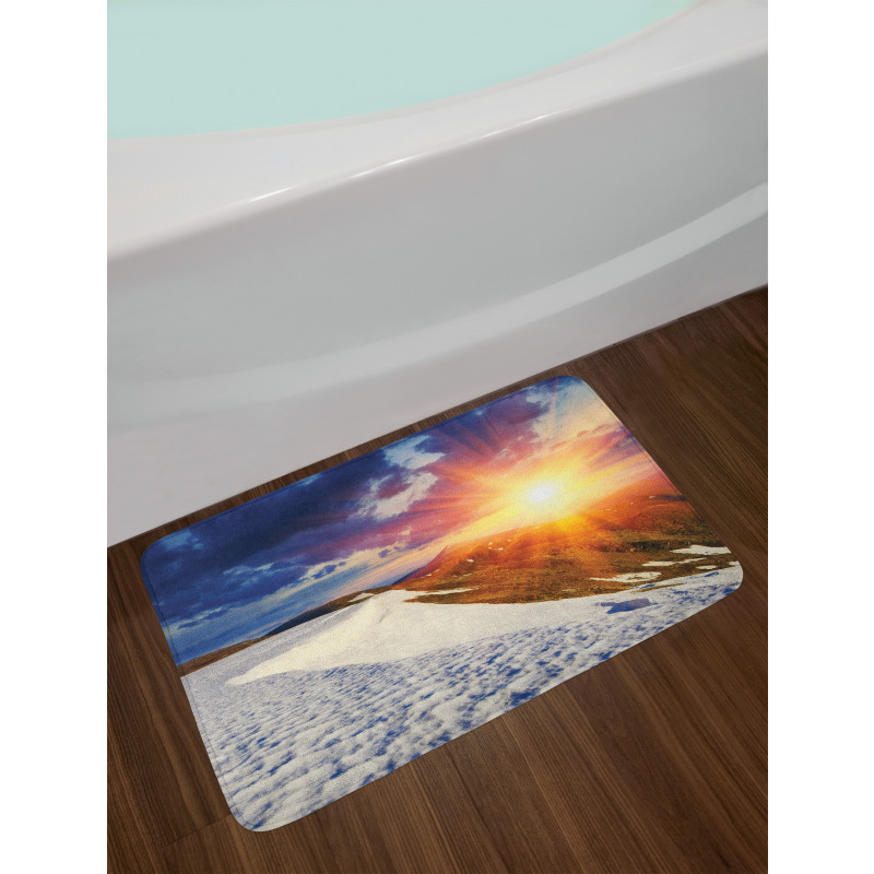 Snowy Sunny Mountains Bath Mat